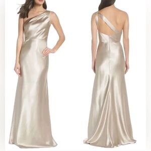 Jenny Yoo Lena One Shoulder Satin Gown Small